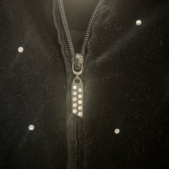 Quacker Factory Womens M Vintage Black Velour Full Zip Sweater Deco Stitch - Picture 2 of 5